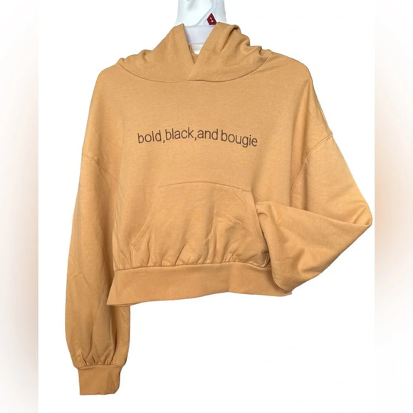 Long Sleeves Color Mustard Cropped Hoodie Size Medium BNWT - Picture 1 of 5